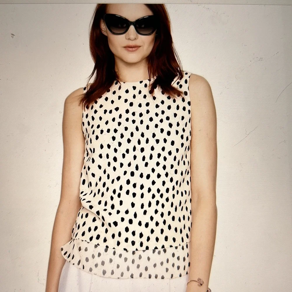 NWT Kate Spade Leopard Dot Layered Tank, XS